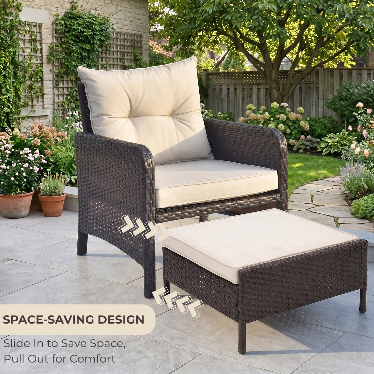 Outdoor 5 Piece Patio Wicker Furniture Set
