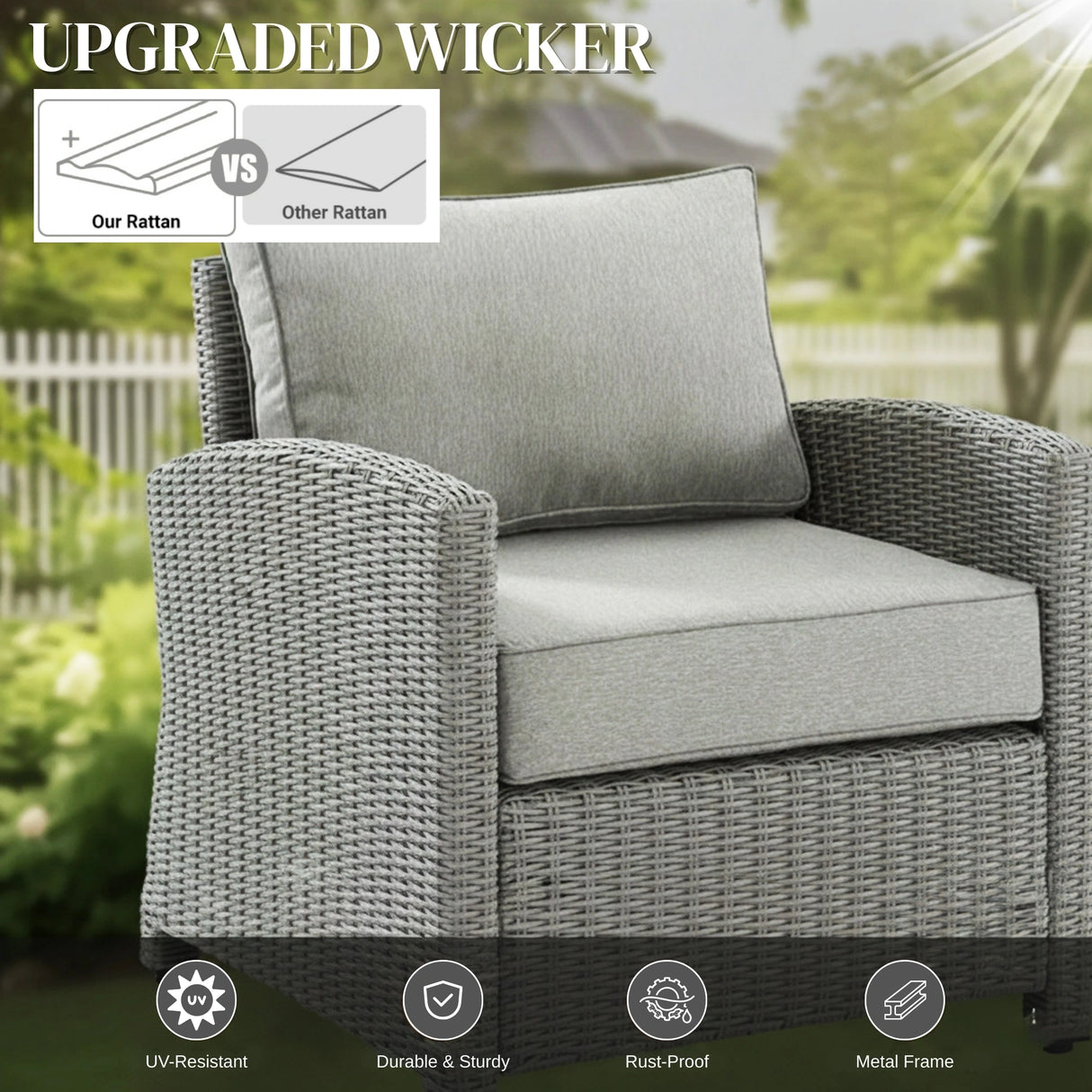 4 Pieces Patio Furniture Set, Outdoor Sectional Sofa