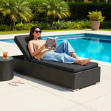 Outdoor All-Weather Rattan Wicker Lounger (Black)