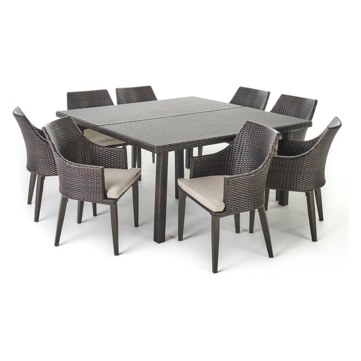 9-Piece Outdoor Rattan Wicker Square Dining Set