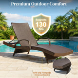 Outdoor All-Weather HDPE Wicker Rattan Sunlounger Recliner with Side Table