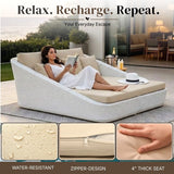 Patio Rattan & Wicker Double Conversation Daybed