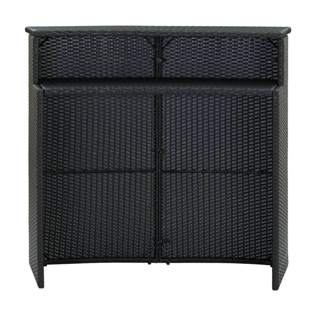Outdoor Rattan Wicker Bar Table With a High-Top Design & Integrated Storage Shelf