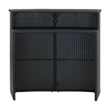 Outdoor Rattan Wicker Bar Table With a High-Top Design & Integrated Storage Shelf