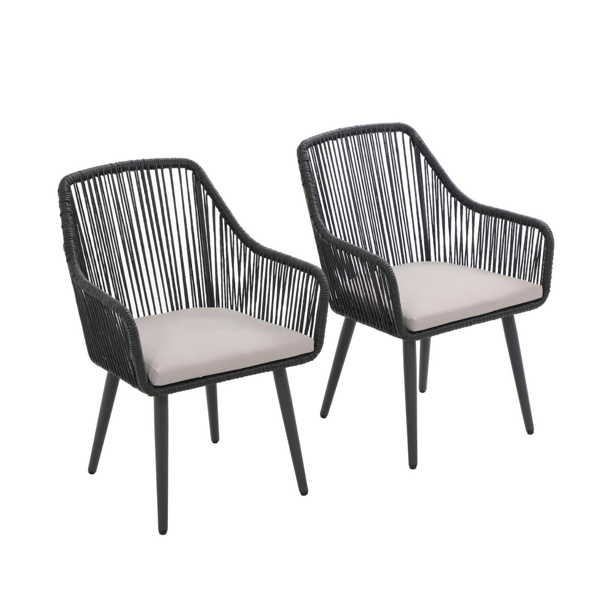 2-Piece Outdoor Rope Patio Dining Chairs