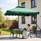 10ft Side Pole Square Shape Outdoor Umbrella With Granite Base (Green)
