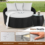 Outdoor Rattan Wicker Daybed with Glass Top Table