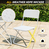 3-Piece Outdoor Wicker Folding Patio Set (White)
