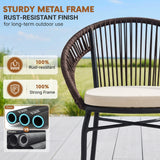 Outdoor Rope 3 Piece Patio Bistro Set (Dark Brown & Cream)