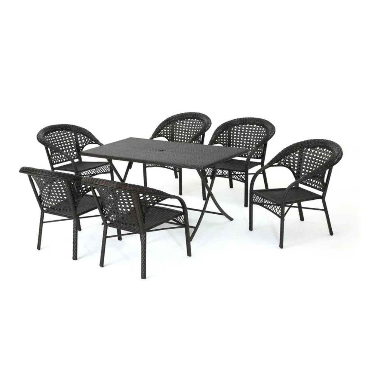 7-Piece Outdoor Rattan Wicker Dining Table Set
