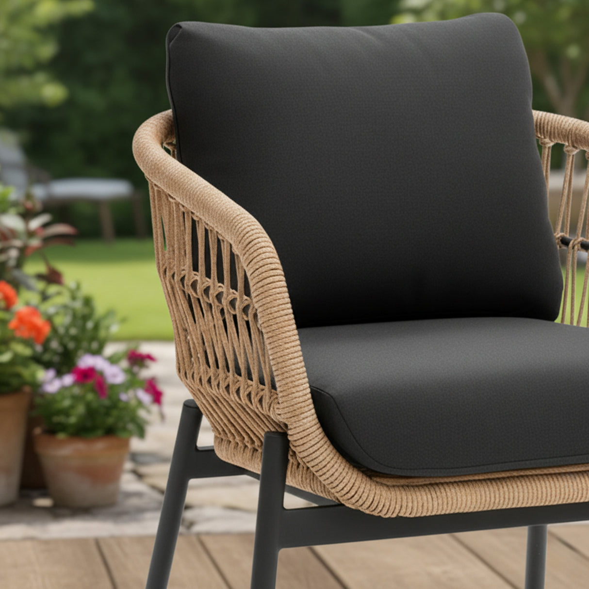 Outdoor 4 Seater Rope Conversation Sofa Set