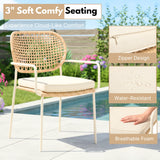 Outdoor Rope Dining Chair with Cushion (Beige & Cream)