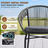 Outdoor 4-Seater Patio Rope Conversation Set (Grey & Dark Grey)