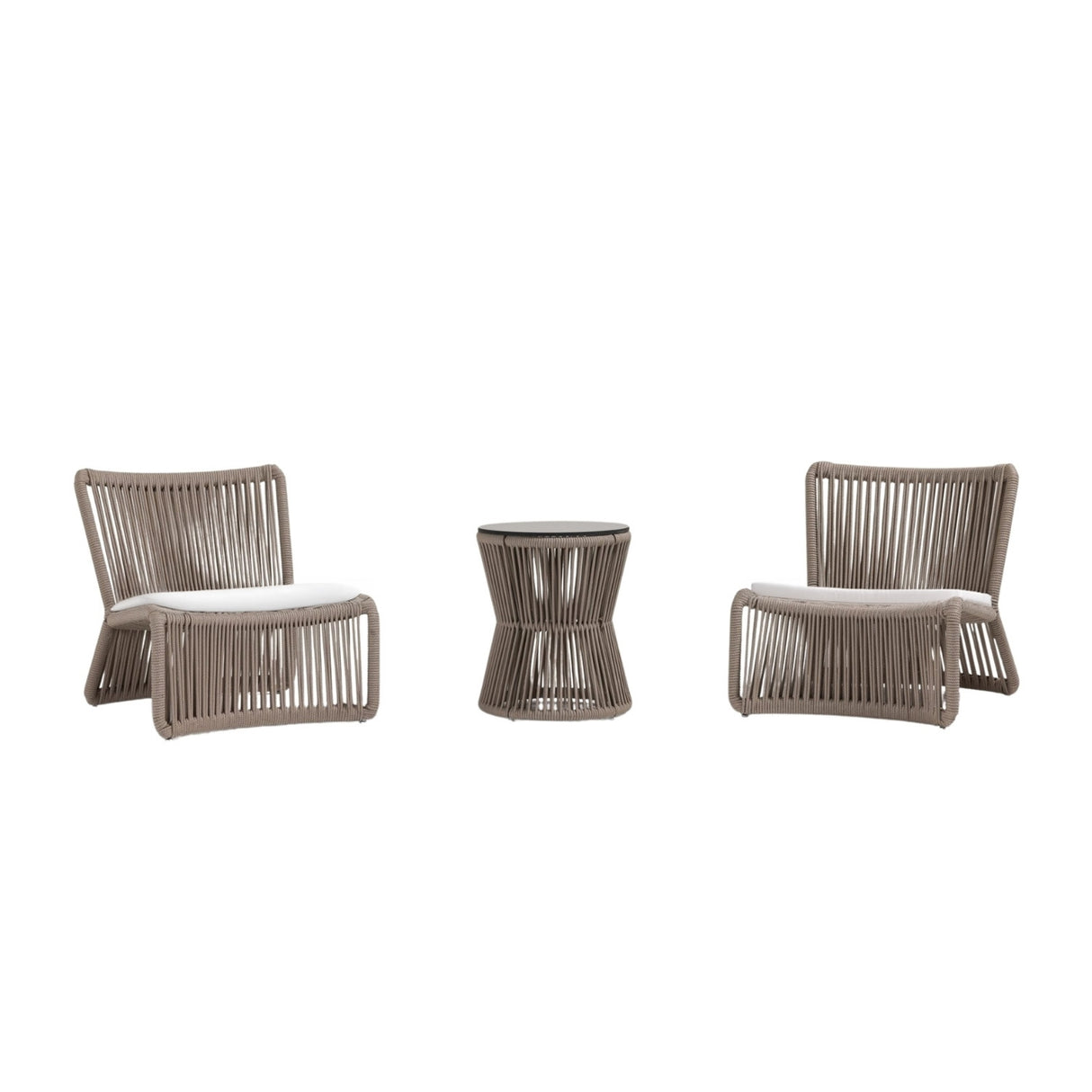 3-Piece Outdoor Beige Rope Patio Set