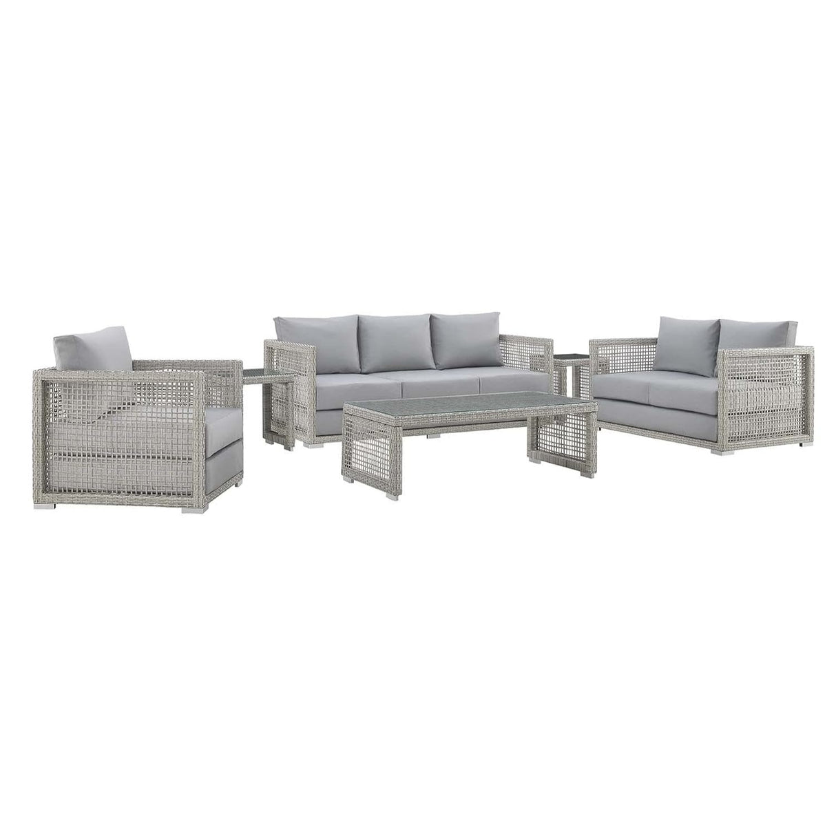 Outdoor Wicker Woven 6 Pieces Sectional Patio Furniture Set