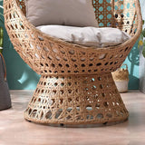 Outdoor Beige Rattan Wicker Cocoon Chair