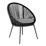 5-Piece Outdoor Patio Dining Set with Rope Chairs & Glass Top Table