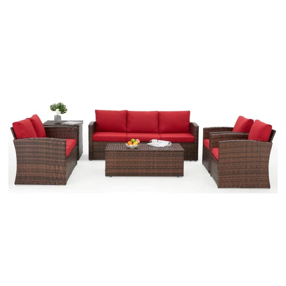 Outdoor 7-Seater Wicker Sectional Sofa Set