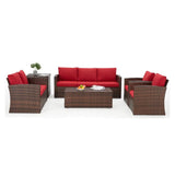 Outdoor 7-Seater Wicker Sectional Sofa Set