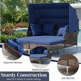 Luxury Outdoor Rattan Wicker Daybed with Canopy & Cushions