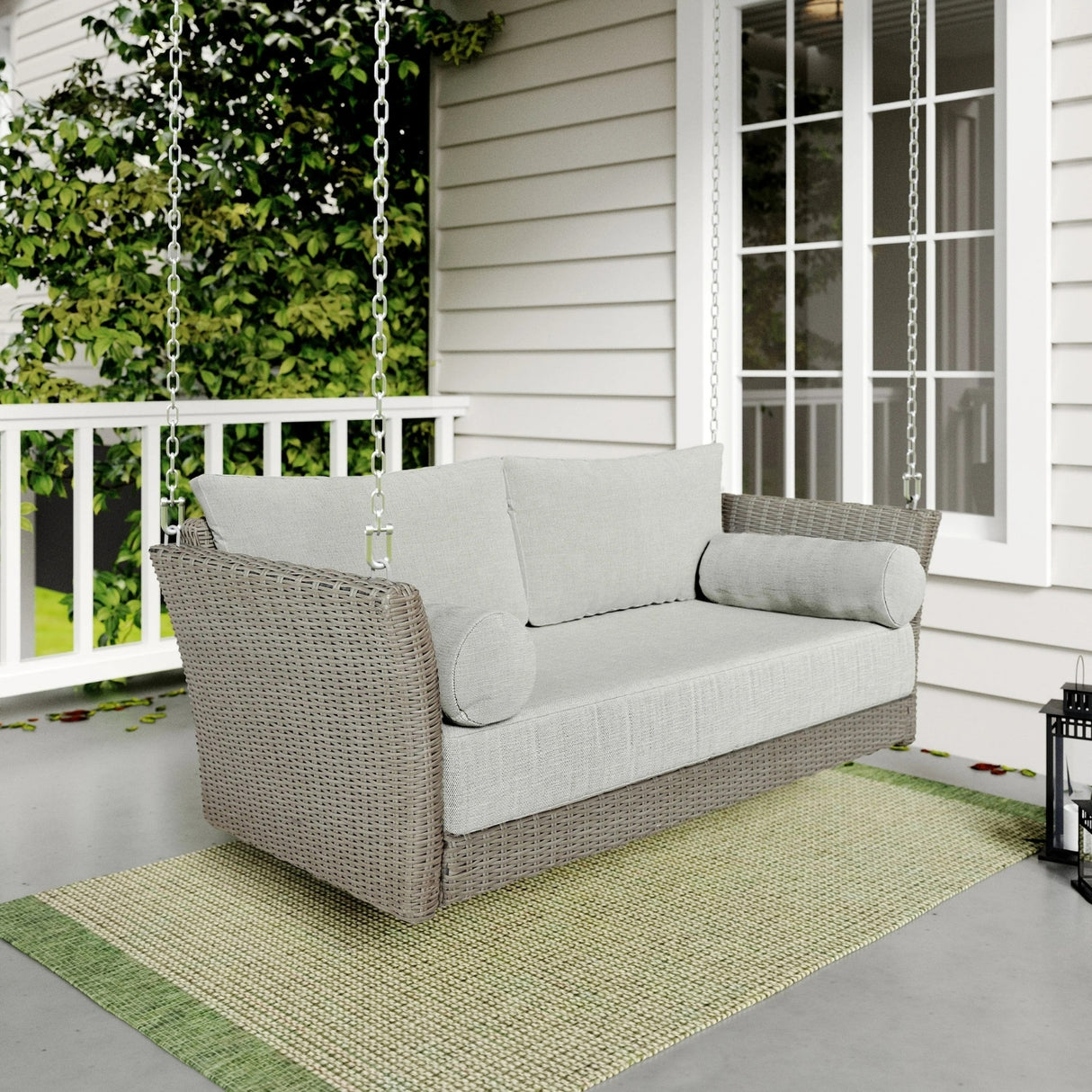 Outdoor Rattan Wicker Hanging Swing Chair with Cushion