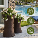 Outdoor Hourglass Design Set of 3 Wicker Planters (Dark Brown)