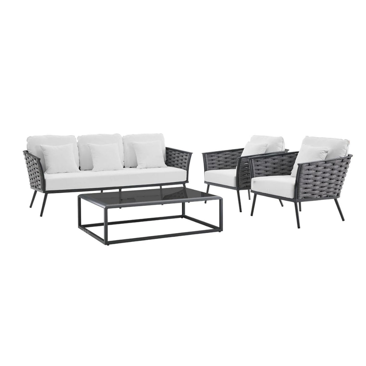 6-Piece Outdoor Rope Sofa Set (Grey & White)