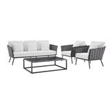 6-Piece Outdoor Rope Sofa Set (Grey & White)