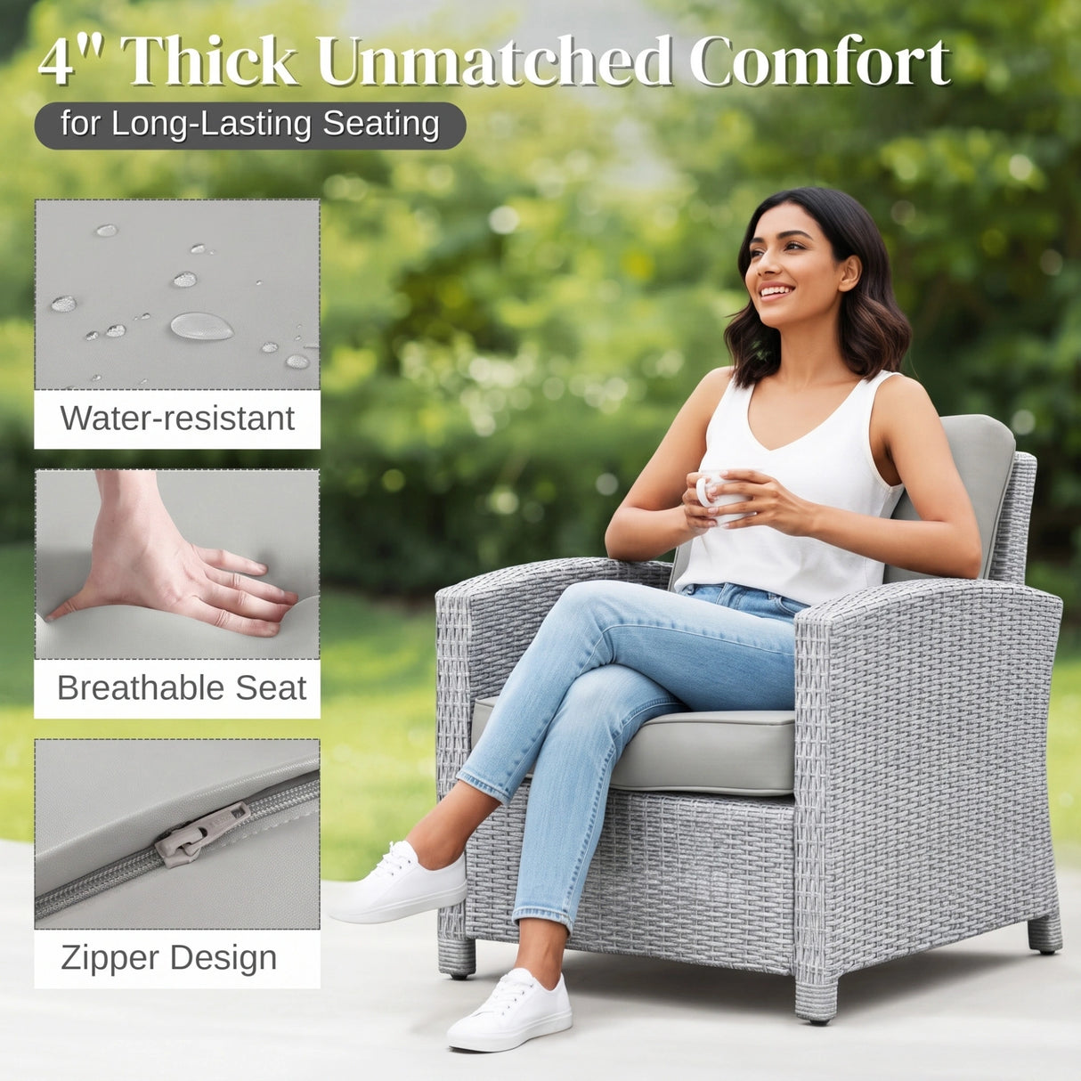 7 Piece Outdoor Wicker Conversation Furniture Set