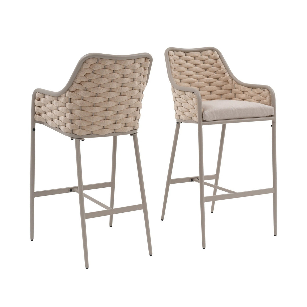 2-Piece Outdoor Rope Bar Chairs – Stylish Comfort Built to Last