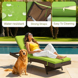 Outdoor Rattan Wicker Chaise Lounger For Poolside