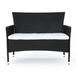 2-Piece Outdoor Rattan Wicker Loveseat Sofa