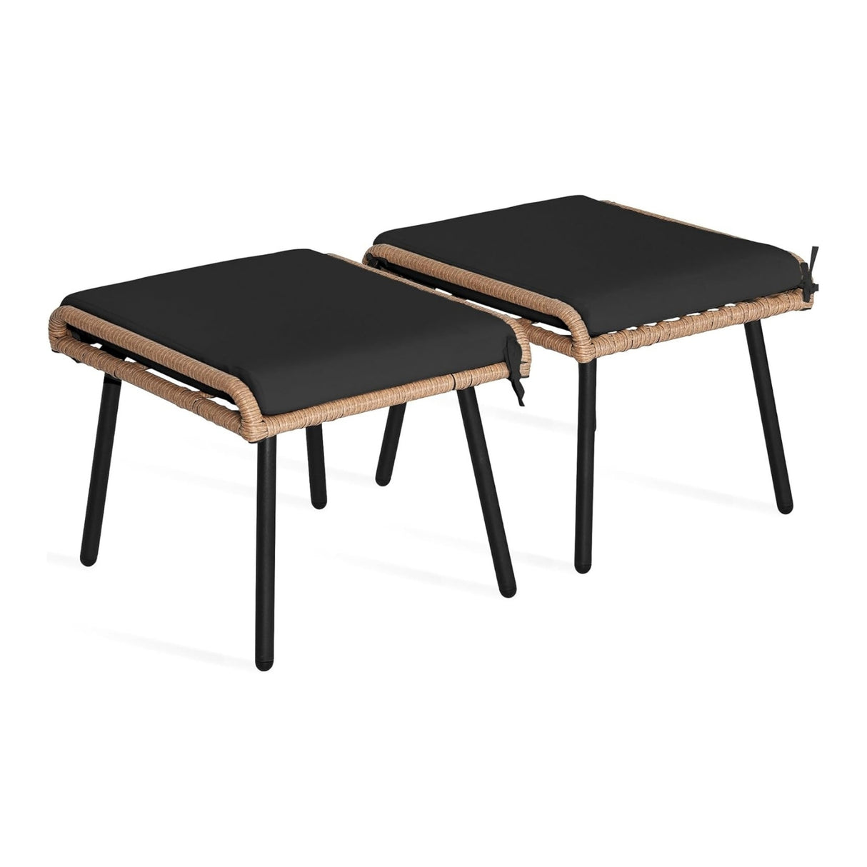 Set of 2 Wicker Ottomans, Multipurpose Outdoor Furniture