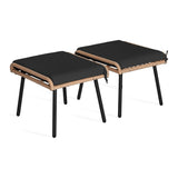 Set of 2 Wicker Ottomans, Multipurpose Outdoor Furniture