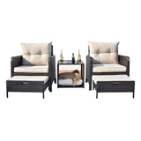 Outdoor 5 Piece Patio Wicker Furniture Set