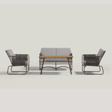 Outdoor Rope Loveseat Sofa Set With Wooden Top Table
