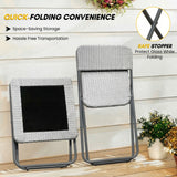 3-Piece Outdoor Wicker Folding Patio Set (Silver)