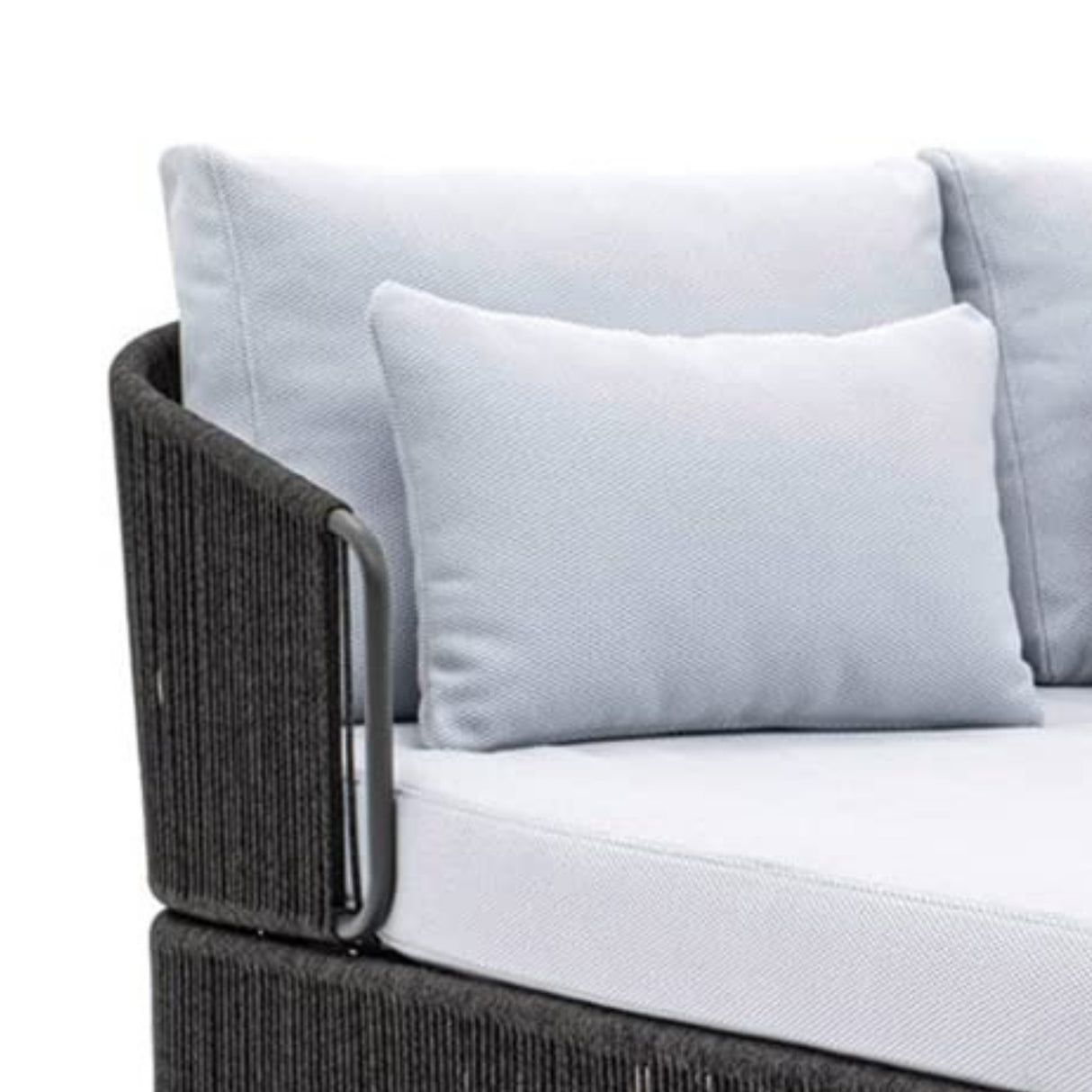 Outdoor Grey Rope Patio Daybed with Comfortable White Cushion