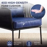 Outdoor 5 Piece Rope Patio Sofa Set (Black & Navy-Blue)