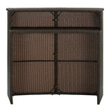 Outdoor Rattan Wicker Bar Table With a High-Top Design & Integrated Storage Shelf