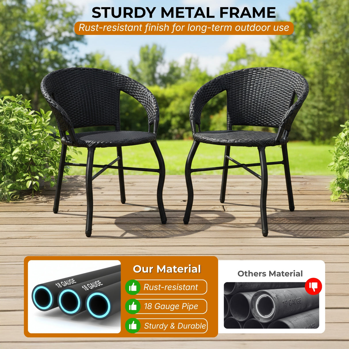 Outdoor Wicker 3 Piece Patio Bistro Set (Black)