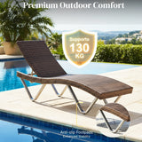 Outdoor Rattan Wicker Lounge Chairs Set of 2 with Matching Side Table