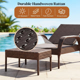Outdoor Wicker 2 Piece Patio Armchair Recliner with Ottoman