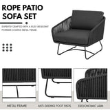 4 Piece Outdoor All-Weather Rope Sofa Set