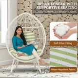 Outdoor White Rattan Lounge Accent Egg Chair