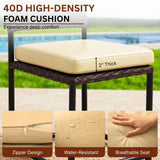 5-Piece Outdoor Wicker Patio Furniture Set (Dark Brown & Cream)
