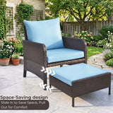 Outdoor 5 Piece Patio Wicker Furniture Set