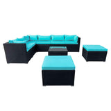 5-Piece Outdoor Wicker Furniture Set Modern Outdoor L-Shaped