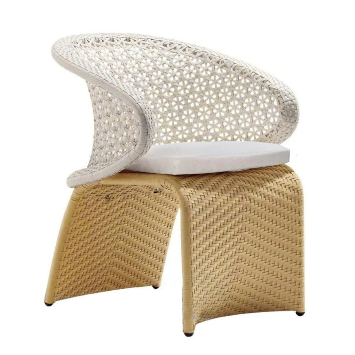 7 Pieces Outdoor Wicker Dining Set with Double Tone Armchairs