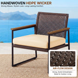Outdoor 3-Piece Wicker Patio Set(Dark Brown & Cream)